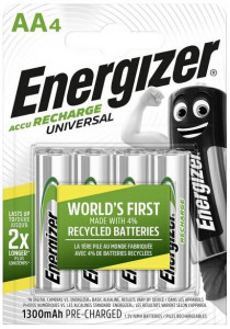  Energizer Recharge Universal, AA/(HR6), 1300mAh, Ni-MH,  4