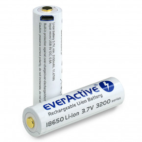  18650 - (Li-Ion) everActive 18650USB-3.7-3200, 3200mAh,   microUSB, , 7A, 4.2/3.7/2.5V      5