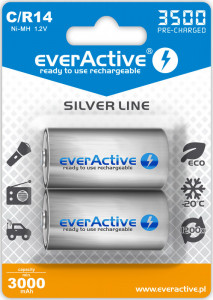  everActive 2xEVHRL14-3500, C/R14, 5000mAh, LSD Ni-MH,  2, Silver