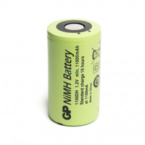   GP 1100DH, D/LR20, 11000mAh, 55A, LSD80-2 Ni-MH, flat top