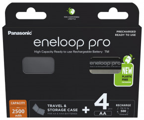  Panasonic Eneloop Pro BK-3HCDEC4BE+Case new, AA/(HR6), 2500mAh, LSD Ni-MH, Eco Box 4