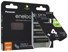  Panasonic Eneloop Pro BK-3HCDEC4BE+Case new, AA/(HR6), 2500mAh, LSD Ni-MH, Eco Box 4 4