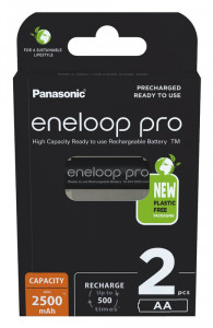  Panasonic Eneloop Pro BK-3HCDE/2BE New, AA/(HR6), 2500mAh, LSD Ni-MH, Eco Box 2