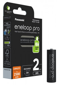  Panasonic Eneloop Pro BK-3HCDE/2BE New, AA/(HR6), 2500mAh, LSD Ni-MH, Eco Box 2 3