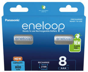  Panasonic Eneloop BK-4MCDE/8BE AAA/(HR03), 800mAh, LSD Ni-MH, Eco Box 8, Japan