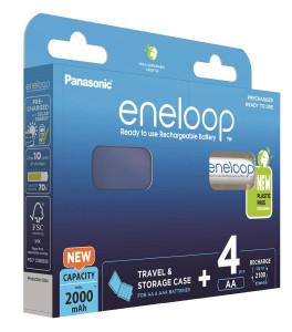  Panasonic Eneloop AA NI-MH 2000 mAh BL 4 + Case