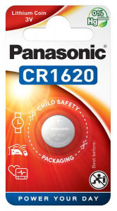   Panasonic Lithium Coin CR1620, 3V,  1