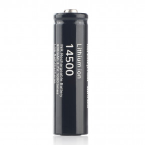  14500/AA Li-Ion Soshine 14500-3.7-900 Button Top, 900mAh, 1.8A, 4.2/3.7/2.8V, Black