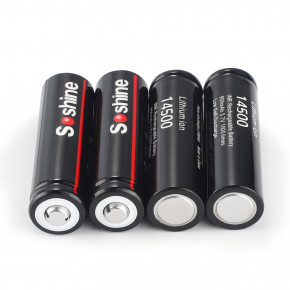  14500/AA Li-Ion Soshine 14500-3.7-900 Button Top, 900mAh, 1.8A, 4.2/3.7/2.8V, Black 7