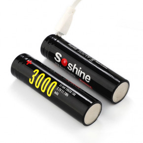  18650 - (Li-Ion) Soshine 18650USB-3.7-3000 , 3000mAh,  microUSB,  , 5A, 4.2/3.6/2.75V 3