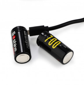  16340/CR123 - (Li-Ion) Soshine RCR123USB-3.7-700, microUSB, 700mAh, 2.1A, 4.2/3.7/2.75V,  5