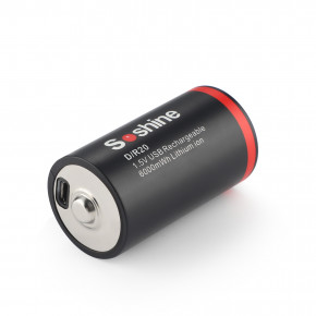  Soshine D-1.5-6000USB, D/LR20, Li-Ion 1.5V, microUSB, 6000mWh, 2.2A