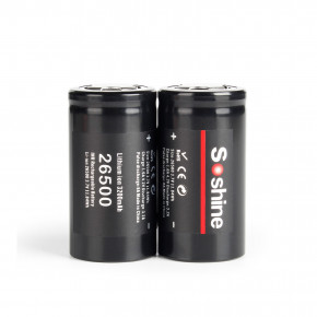  26500 Li-Ion Soshine 26500-3.7-3200, C, 3200mAh, 6.4A, 4.2/3.7/3.0V, Button Top 5