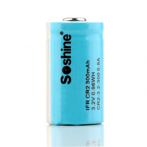  15266/CR2 LiFePO4 Soshine CR2-3.2-300 Button Top, 300mAh, 0.2A, 3.6/3.2/2.0V, 