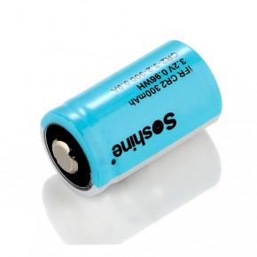  15266/CR2 LiFePO4 Soshine CR2-3.2-300 Button Top, 300mAh, 0.2A, 3.6/3.2/2.0V,  3