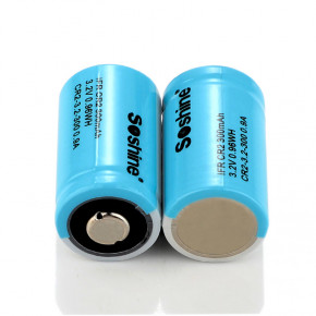  15266/CR2 LiFePO4 Soshine CR2-3.2-300 Button Top, 300mAh, 0.2A, 3.6/3.2/2.0V,  4