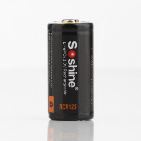  16340/CR123 LiFePO4 Soshine RCR123P-3.2-600 Protected, 600mAh, 0.6A, 3.6/3.2/2.0V