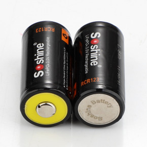  16340/CR123 LiFePO4 Soshine RCR123P-3.2-600 Protected, 600mAh, 0.6A, 3.6/3.2/2.0V 5