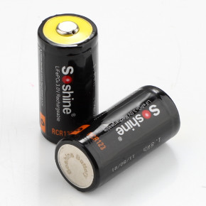  16340/CR123 LiFePO4 Soshine RCR123P-3.2-600 Protected, 600mAh, 0.6A, 3.6/3.2/2.0V 7