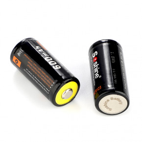  16340/CR123 LiFePO4 Soshine RCR123P-3.2-600 Protected, 600mAh, 0.6A, 3.6/3.2/2.0V 8