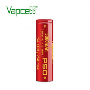  21700 Li-Ion Vapcell P50 INR21700 5000mAh, 15A, 4.2/3.6/2.5V, Red