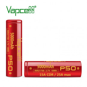  21700 Li-Ion Vapcell P50 INR21700 5000mAh, 15A, 4.2/3.6/2.5V, Red 4