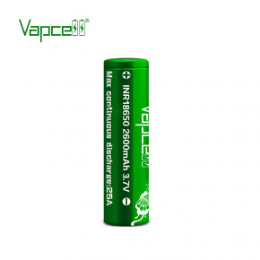  18650 Li-Ion Vapcell INR18650 2600mAh, 25A, 4.2/3.6/2.5V, Green