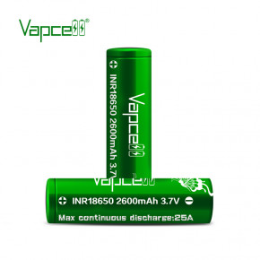  18650 Li-Ion Vapcell INR18650 2600mAh, 25A, 4.2/3.6/2.5V, Green 3