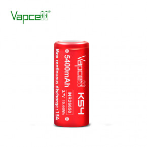  26650 - (Li-Ion) Vapcell INR26650 K54, 5400mAh, 15A, 4.2/3.6/2.5V, Red