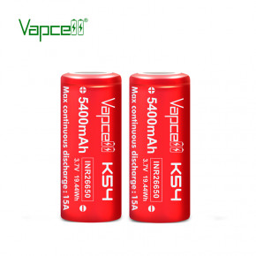  26650 - (Li-Ion) Vapcell INR26650 K54, 5400mAh, 15A, 4.2/3.6/2.5V, Red 3