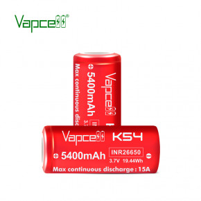  26650 - (Li-Ion) Vapcell INR26650 K54, 5400mAh, 15A, 4.2/3.6/2.5V, Red 4