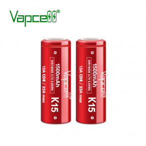  18500 - (Li-Ion) Vapcell K15, 1500mAh, 15A, 4.2/3.6/2.5V, Red 3