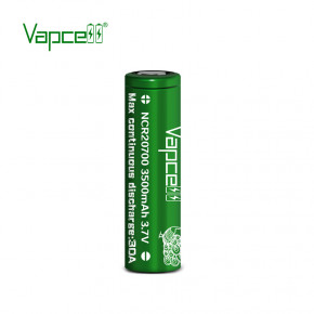  20700 - (Li-Ion) Vapcell NCR20700 3500mAh, 30A, 4.2/3.6/2.5V, Green