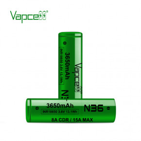  18650 - (Li-Ion) Vapcell INR18650 N36, 3650mAh, 8A, 4.2/3.6/2.5V, Green