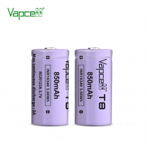  16340/CR123 Li-Ion Vapcell T8 Button Top, 850mAh, 3A, 4.2/3.6/2.5V, Purple 3