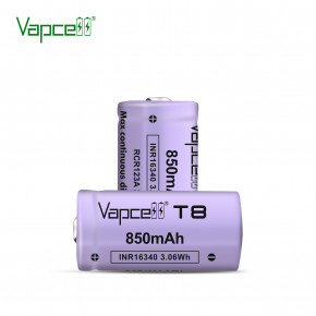  16340/CR123 Li-Ion Vapcell T8 Button Top, 850mAh, 3A, 4.2/3.6/2.5V, Purple 4