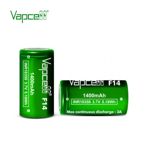  18350 Li-Ion Vapcell INR18350 F14, 1400mAh, 3A, 4.2/3.6/2.5V, Green 4