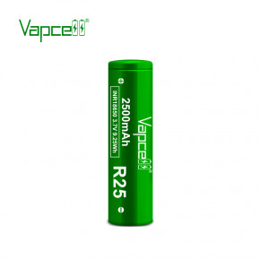  18650 Li-Ion Vapcell INR18650 R25, 2500mAh, 20A, 4.2/3.6/2.5V, Green