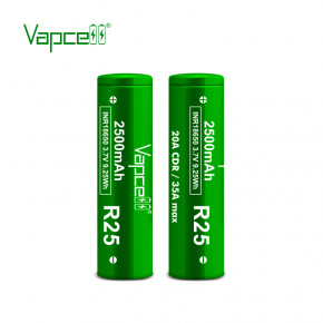  18650 Li-Ion Vapcell INR18650 R25, 2500mAh, 20A, 4.2/3.6/2.5V, Green 3