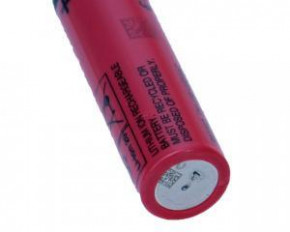  14500/AA Li-Ion Sanyo UR14500AC depaket, 740mAh, 1.52A, 4.2/3.7/2.8V, flat top, Red 3