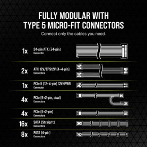   Corsair 1200W RM1200x Shift PCIE5 (CP-9020254-EU) 11