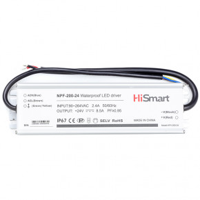   HiSmart 24V, 8.5A, 200W, PFC, IP67