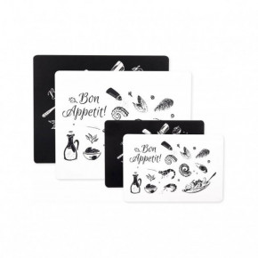     Dexas Grippmat Set Printed Designer White & Black 4  (0084297131128) (652-P7P10-4PK)