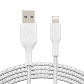  Belkin USB-A - Lightning, BRAIDED, 0.15m, white (CAA002BT0MWH) 3