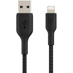  Belkin USB-A - Lightning, BRAIDED, 2 , Black (CAA002BT2MBK)