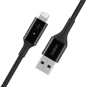  Belkin USB-A - Lightning, BRAIDED, smart LED, 1.2m, black (CAA007BT04BK) 3