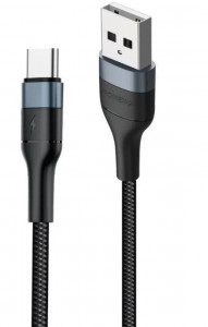  Foneng X51 1M Spiral Braided Cable USB - USB-C 3A 1 Black (X51-CA-TC)