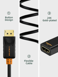  abletime DisplayPort - HDMI (M/F), 0.2 , Black (CP21B) 4