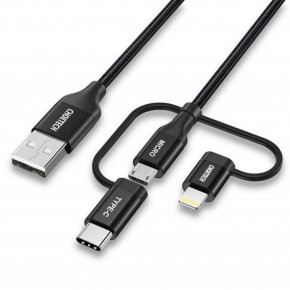  Choetech USB - Lightning - Micro USB - USB-C 1.2   (IP0030-BK)