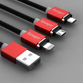   3  1 ESSAGER (micro USB, Type-C, iPhone) 1.2 5